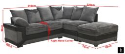 LUXURY LIFE Dino Right Hand Facing Fabric Cord Corner Sofa in Grey - thumbnail 3