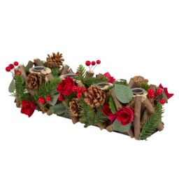 Dibor Set of 2 Roses Four Dinner Centrepiece Christmas Decoration Tealight Holder Candle Holders 35cm in Red - Size: 2 Pack - thumbnail 2
