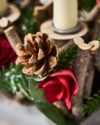 Dibor Set of 2 Roses Four Dinner Centrepiece Christmas Decoration Tealight Holder Candle Holders 35cm in Red - Size: 2 Pack - thumbnail 5