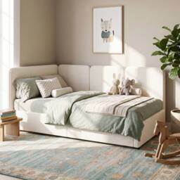 Matteo Upholstered Single Ottoman Daybed Mattress not included in Beige - thumbnail 3
