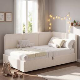 Matteo Upholstered Single Ottoman Daybed Mattress not included in Beige - thumbnail 5