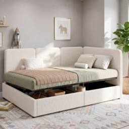 Matteo Upholstered Single Ottoman Daybed Mattress not included in Beige