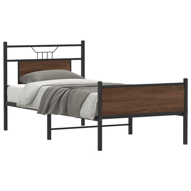 Berkfield Home Bed Frame without Mattress Brown Oak 75x190 cm Small Single Engineered Wood - image 1