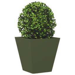 Berkfield Home Durable Garden Planter Olive Green 30x30x30 cm Steel - Size: 30 x 30 x 30 cm - thumbnail 1