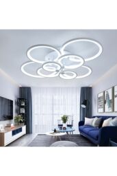 Living and Home LED Semi Flush Ceiling Light in White - thumbnail 5