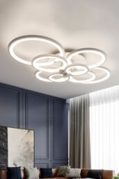 Living and Home LED Semi Flush Ceiling Light in White - thumbnail 1
