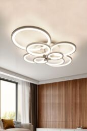 Living and Home LED Semi Flush Ceiling Light in White - thumbnail 2
