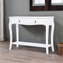 Rafaelo Mobilia Modern Console Table With 2 Drawers & Shelf in White - thumbnail 3