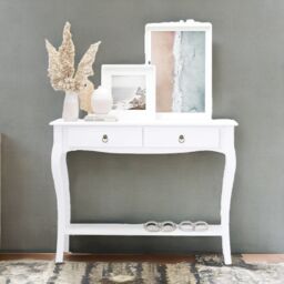 Rafaelo Mobilia Modern Console Table With 2 Drawers & Shelf in White - thumbnail 2
