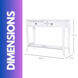 Rafaelo Mobilia Modern Console Table With 2 Drawers & Shelf in White - thumbnail 6