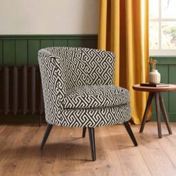 Orsina Round Black & White Round Armchair, Accent Chair for Living Room, Accent Lounge Chair for Home
