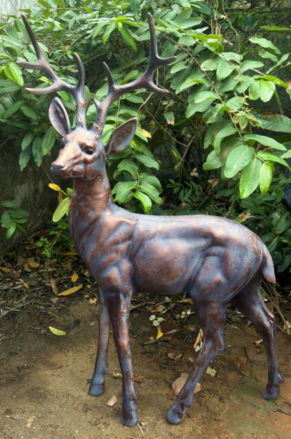 Inspirational Gifting Standing Stag Buck Ornament cast from Aluminium Extra Large in Bronze - image 1