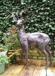 Inspirational Gifting Standing Stag Buck Ornament cast from Aluminium Extra Large in Bronze - thumbnail 5