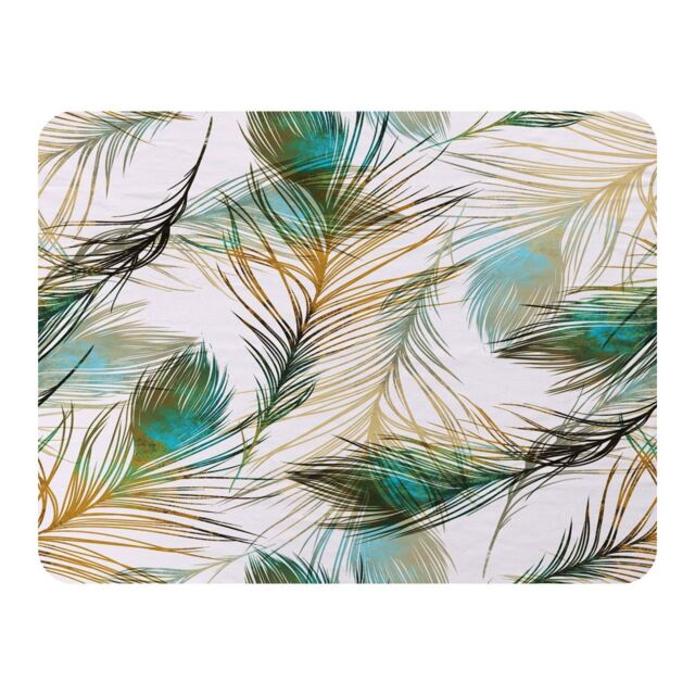 Benjamin Tate Design Imprints Peacock Feathers Blanket in Natural - Size: 120 cm x 150 cm - image 1