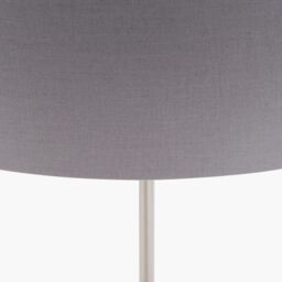 Ruma Tall Living Room Floor Lamp Brushed Silver Grey Drum Lampshade - thumbnail 4