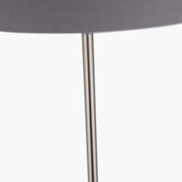 Ruma Tall Living Room Floor Lamp Brushed Silver Grey Drum Lampshade - thumbnail 5