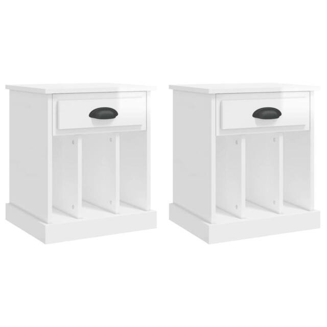 Berkfield Home Bedside Cabinets 2 pcs High Gloss White 43x36x50 cm - Size: 43 x 36 x 50 cm - image 1