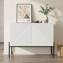 STILVORA Sideboard Cabinet with 2 Doors & Adjustable Shelf in White