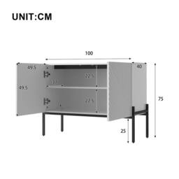 STILVORA Sideboard Cabinet with 2 Doors & Adjustable Shelf in White - thumbnail 4