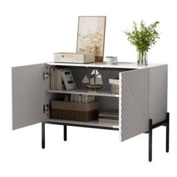 STILVORA Sideboard Cabinet with 2 Doors & Adjustable Shelf in White - thumbnail 6