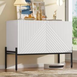 STILVORA Sideboard Cabinet with 2 Doors & Adjustable Shelf in White - thumbnail 8