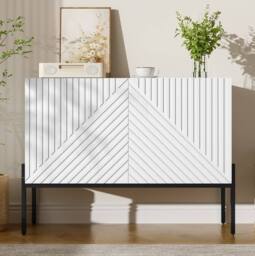 STILVORA Sideboard Cabinet with 2 Doors & Adjustable Shelf in White - thumbnail 7
