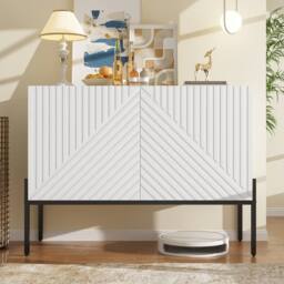 STILVORA Sideboard Cabinet with 2 Doors & Adjustable Shelf in White - thumbnail 9