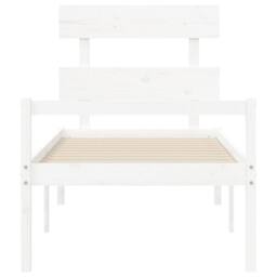 Berkfield Home Bed Frame with Headboard White Single Solid Wood - thumbnail 6