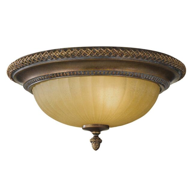 Netlighting Kelham Hall 2 Light Flush Ceiling Light Gold Bronze E27 in Brown - image 1