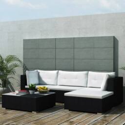 Berkfield Home 5 Piece Garden Lounge Set with Cushions Poly Rattan Black - thumbnail 1