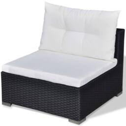 Berkfield Home 5 Piece Garden Lounge Set with Cushions Poly Rattan Black - thumbnail 8