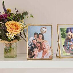 "Paper High 7"" x 5"" Hiya Repurposed Glass & Gold Metal Photo Frame"