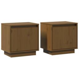 Berkfield Home Elegant Bedside Cabinets 2 pcs Honey Brown 40x30x40 cm Solid Wood Pine - Size: 40 x 30 x 40 cm - thumbnail 3