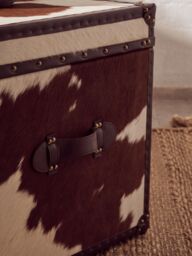 Orsina Brown & White Genuine Cowhide Storage Trunk Set, Chest Boxes - thumbnail 2