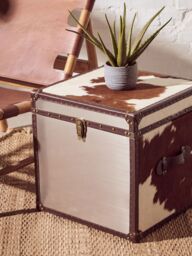 Orsina Brown & White Genuine Cowhide Storage Trunk Set, Chest Boxes - thumbnail 3