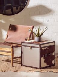 Orsina Brown & White Genuine Cowhide Storage Trunk Set, Chest Boxes - thumbnail 4