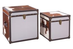 Orsina Brown & White Genuine Cowhide Storage Trunk Set, Chest Boxes - thumbnail 5
