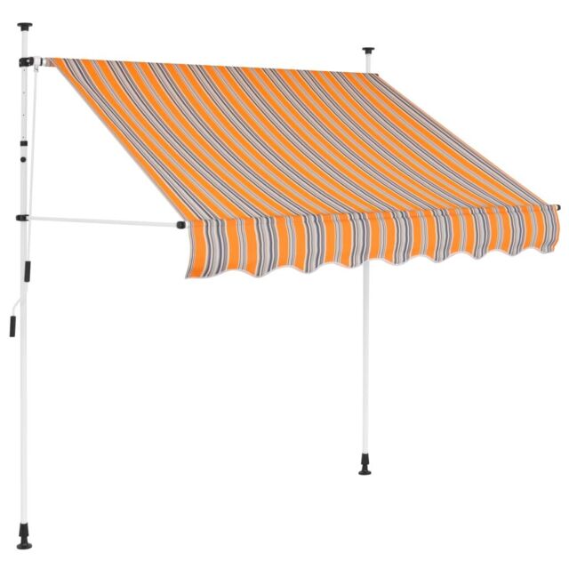 Berkfield Home Manual Retractable Awning 100 cm Yellow & Blue Stripes - image 1