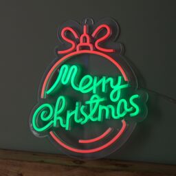 Samuel Alexander 38cm x 40cm Light up Red & Green Neon Flex Merry Christmas Ball in Black - Size: 38 cm x 40 cm - thumbnail 5
