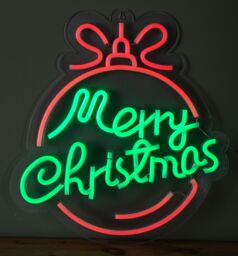 Samuel Alexander 38cm x 40cm Light up Red & Green Neon Flex Merry Christmas Ball in Black - Size: 38 cm x 40 cm - thumbnail 2