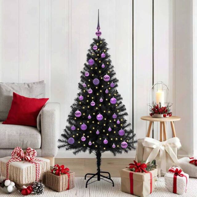 Berkfield Home Christmas Tree with 150 LEDs with Stand Black 150 cm PVC - image 1
