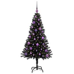 Berkfield Home Christmas Tree with 150 LEDs with Stand Black 150 cm PVC - thumbnail 3