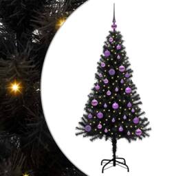 Berkfield Home Christmas Tree with 150 LEDs with Stand Black 150 cm PVC - thumbnail 2