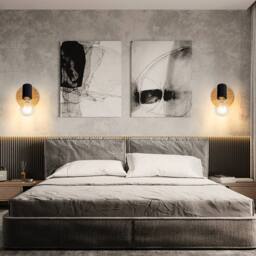 Pheashine Wall Lamp, Black Wood Base, E27 Lamp Holder Bulb included, Two-Pack in Brown - thumbnail 6