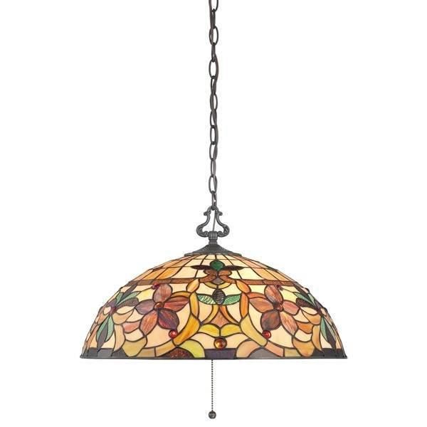 Netlighting Kami 3 Light Tiffany Ceiling Pendant Vintage Bronze E27 in Brown