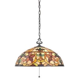 Netlighting Kami 3 Light Tiffany Ceiling Pendant Vintage Bronze E27 in Brown