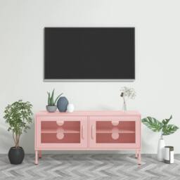 Berkfield Home TV Cabinet Pink 105x35x50 cm Steel - Size: 105 x 35 x 50 cm - thumbnail 2