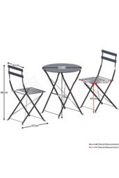 Home Discount Garden Vida Porto 2 Seater Metal Bistro Set Garden Furniture - 2 Chairs & Table in Dark Grey - thumbnail 2