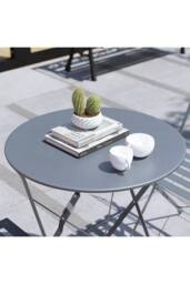 Home Discount Garden Vida Porto 2 Seater Metal Bistro Set Garden Furniture - 2 Chairs & Table in Dark Grey - thumbnail 4