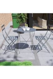 Home Discount Garden Vida Porto 2 Seater Metal Bistro Set Garden Furniture - 2 Chairs & Table in Dark Grey - thumbnail 3